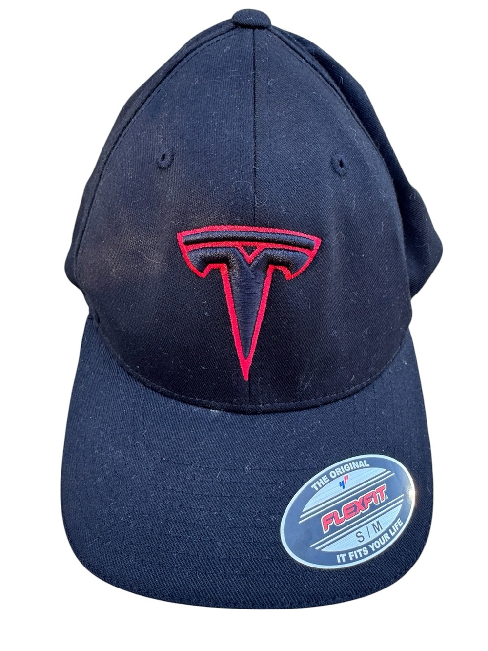 High End TESLA Black Flexfit Baseball Hat Cap NWT UNISEX S-M